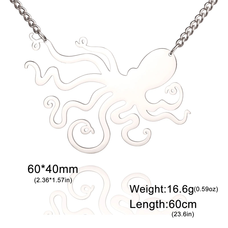 Sea Octopus Pendant Necklace Geometric Statement Jewelry Gift