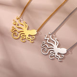 Sea Octopus Pendant Necklace Geometric Statement Jewelry Gift