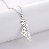 Unift Map Necklace Stainless Steel Pendant Ethnic Jewelry