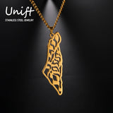 Unift Map Necklace Stainless Steel Pendant Ethnic Jewelry