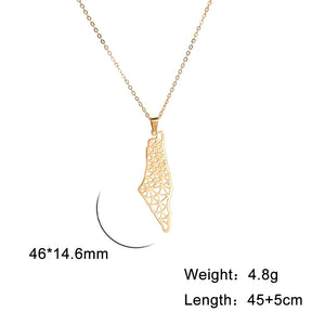 Unift Map Necklace Stainless Steel Pendant Ethnic Jewelry