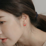 925 Silver Strawberry Stud Earrings for Women Girls
