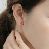 925 Silver Strawberry Stud Earrings for Women Girls
