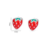 925 Silver Strawberry Stud Earrings for Women Girls