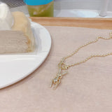 14K Zircon Rabbit Necklace - Ladies Banquet Accessories