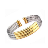 3-Layer Stainless Steel Charm Bracelet Sports Cuff Bangle