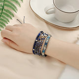 3 Layers Natural Stone Wrap Bracelet Flat Vein Stone Beaded Boho Jewelry