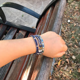 3 Layers Natural Stone Wrap Bracelet Flat Vein Stone Beaded Boho Jewelry