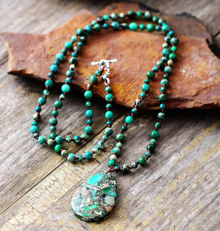 Bohemian Natural Stones Bead Pendant Necklace