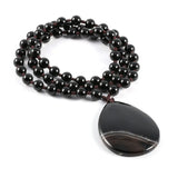 8mm Agates Beads Drop-shape Pendant Necklace Rose Quartzs Beaded Long Necklace