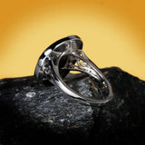 925 Silver Flower Enamel Engagement Ring