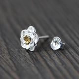 925 Silver Plated Rose Flower Stud Earrings for Women EH073