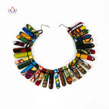 African Women Jewelry Statement Necklace Wax Fabric Accessories