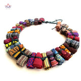 African Women Jewelry Statement Necklace Wax Fabric Accessories