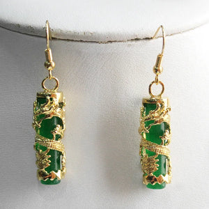 Green Jade Dragon Earrings - Unique and Amazing Pair