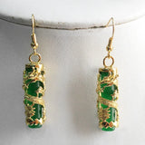 Green Jade Dragon Earrings - Unique and Amazing Pair
