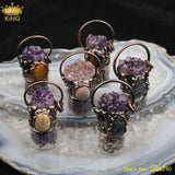 Amethysts Quartz Chip Beads Pendant Vintage Bronze Hoop Gemstone Charms