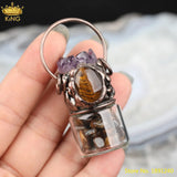 Amethysts Quartz Chip Beads Pendant Vintage Bronze Hoop Gemstone Charms