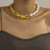 Baroque Pearl Choker Necklace Asymmetry Statement Seed Bead Twisted Chain