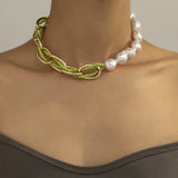 Baroque Pearl Choker Necklace Asymmetry Statement Seed Bead Twisted Chain