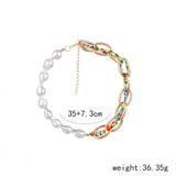 Baroque Pearl Choker Necklace Asymmetry Statement Seed Bead Twisted Chain