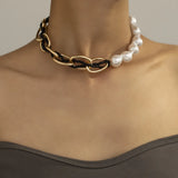 Baroque Pearl Choker Necklace Asymmetry Statement Seed Bead Twisted Chain