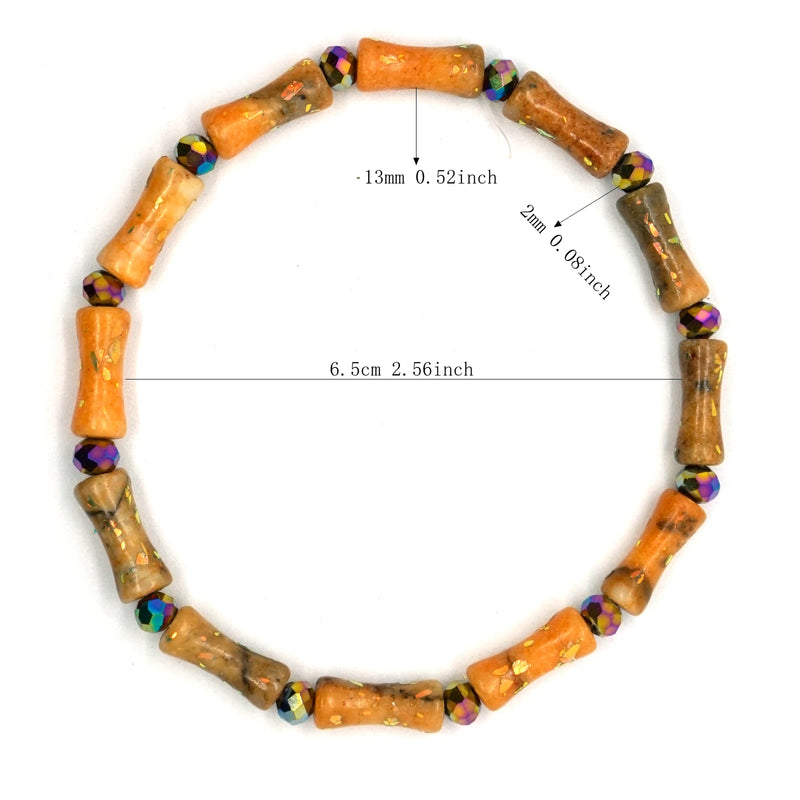 Bamboo-Shaped Bracelet with Natural Stones and Gemstones