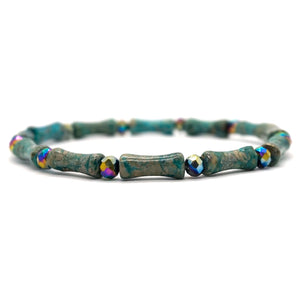 Bamboo-Shaped Bracelet with Natural Stones and Gemstones