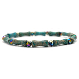 Bamboo-Shaped Bracelet with Natural Stones and Gemstones