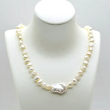 Baroque Pearl Necklace Large Grain Pendant Short Chain