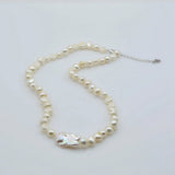 Baroque Pearl Necklace Large Grain Pendant Short Chain
