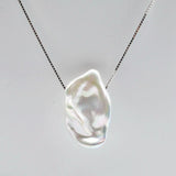 Baroque Pearl Necklace Freshwater Serrated Pearl Pendant 925 Sterling Silver