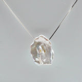 Baroque Pearl Necklace Freshwater Serrated Pearl Pendant 925 Sterling Silver