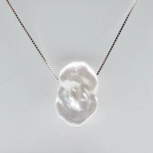 Baroque Pearl Necklace Freshwater Serrated Pearl Pendant 925 Sterling Silver