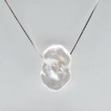 Baroque Pearl Necklace Freshwater Serrated Pearl Pendant 925 Sterling Silver