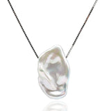 Baroque Pearl Necklace Freshwater Serrated Pearl Pendant 925 Sterling Silver
