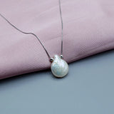 Baroque Pearl Heart Pendant Necklace Silver Chain