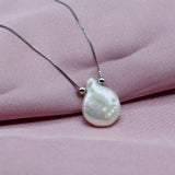 Baroque Pearl Heart Pendant Necklace Silver Chain