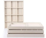 Beige Velvet Jewelry Tray Jewellery Display Box Necklace Earring Pendant Stud