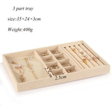Beige Velvet Jewelry Tray Jewellery Display Box Necklace Earring Pendant Stud