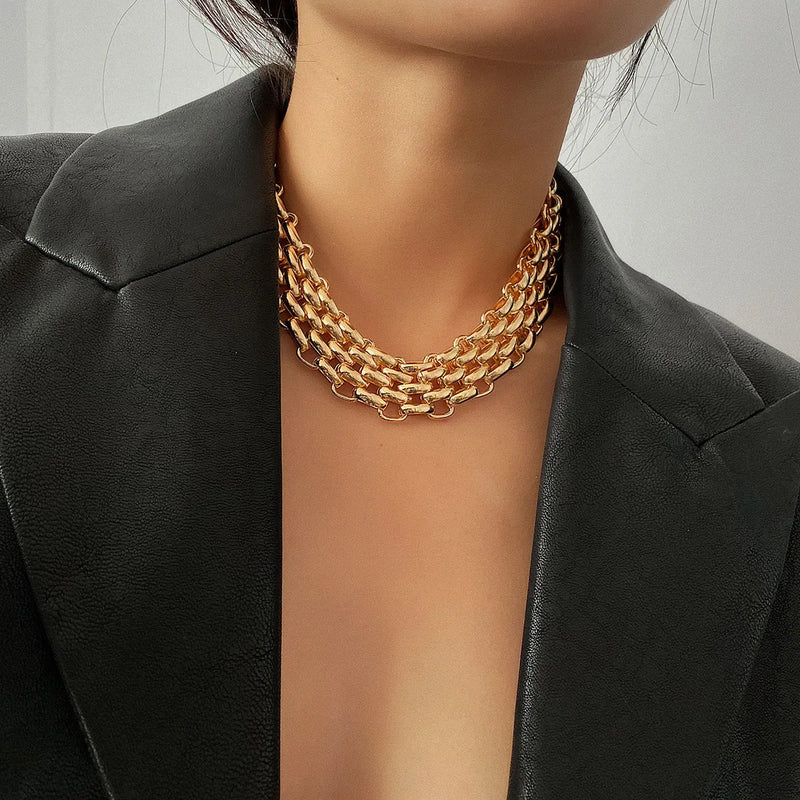 Big Chunky Chain Choker Necklace For Women Collar Punk Men Steampunk