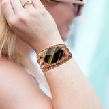 Tiger Eye Wrap Bracelet for Women Geometric Stone Beadwork Boho
