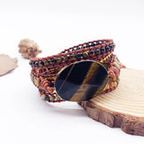 Tiger Eye Wrap Bracelet for Women Geometric Stone Beadwork Boho