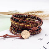Tiger Eye Wrap Bracelet for Women Geometric Stone Beadwork Boho