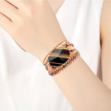 Tiger Eye Wrap Bracelet for Women Geometric Stone Beadwork Boho