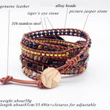 Tiger Eye Wrap Bracelet for Women Geometric Stone Beadwork Boho