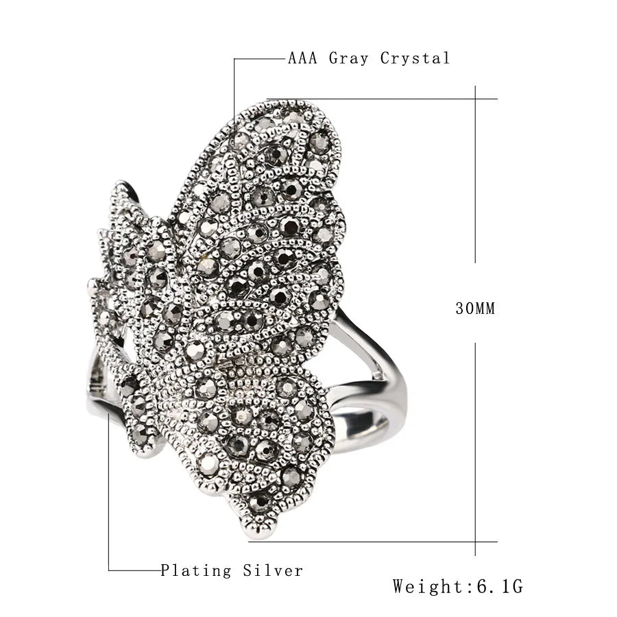 CZ Zircon Butterfly Ring Bohemia Style Vintage Animal Jewelry