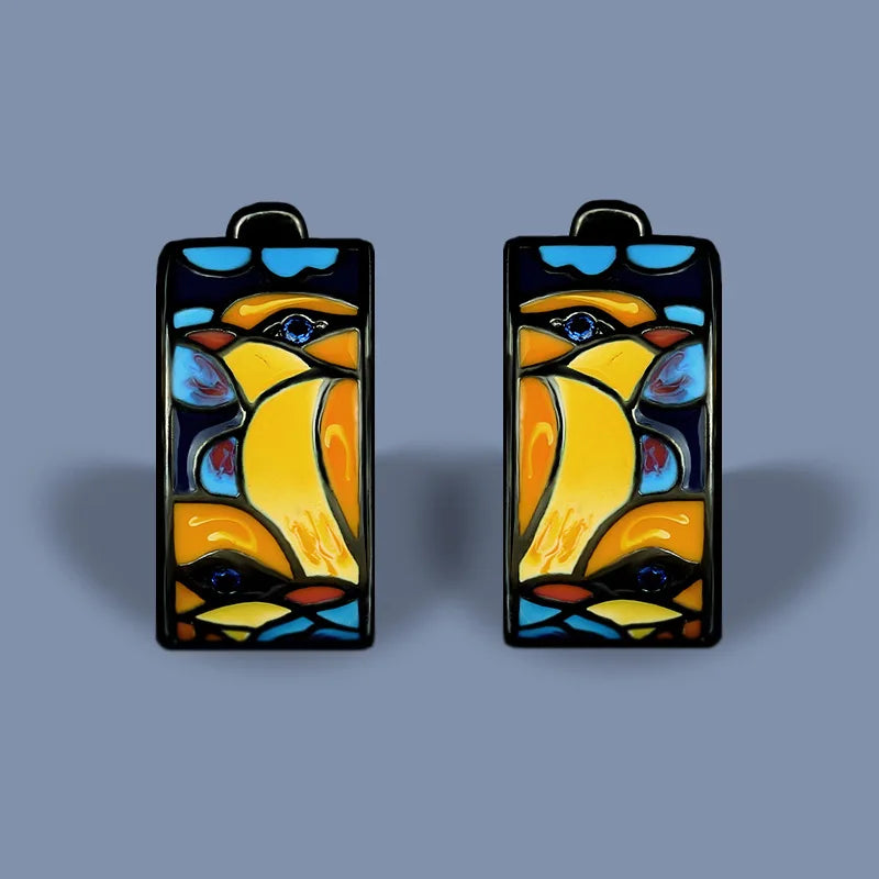 Spinel Bird Enamel Earrings for Women - Fine Jewelry