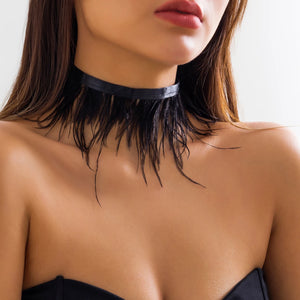 Feather Short Choker Necklace for Women