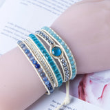 Bohemia Wrap Bracelet Natural Stone 5 Layers Leather Cuff Bracelet